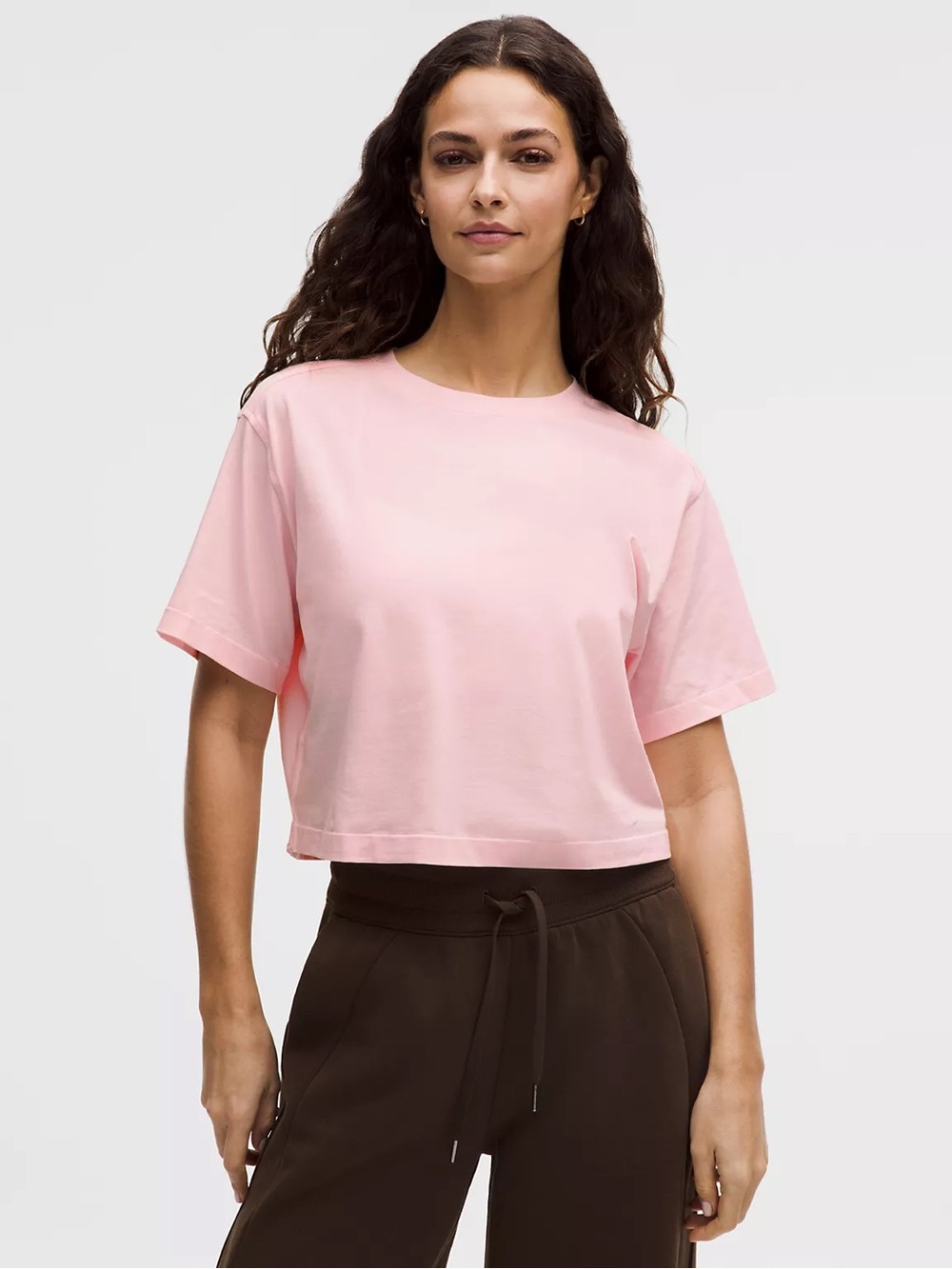 Lululemon All Yours Cropped T-Shirt Pink Peony Size L #158